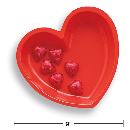 Valentines Decor Red Heart Plastic Serving Tray 1ct