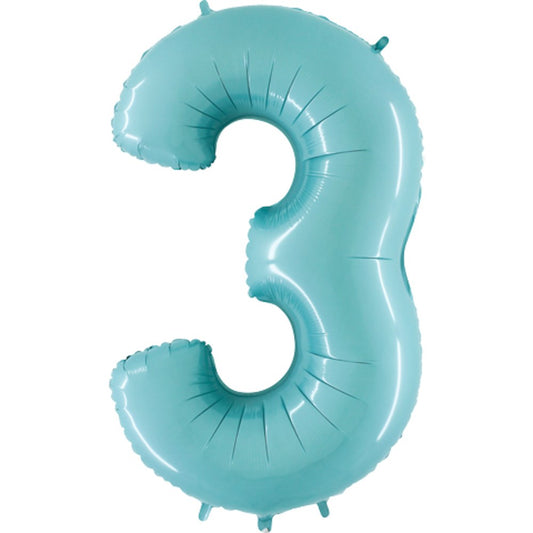 Grabo Pastel Blue Jumbo Number Foil Balloon 40in - 3