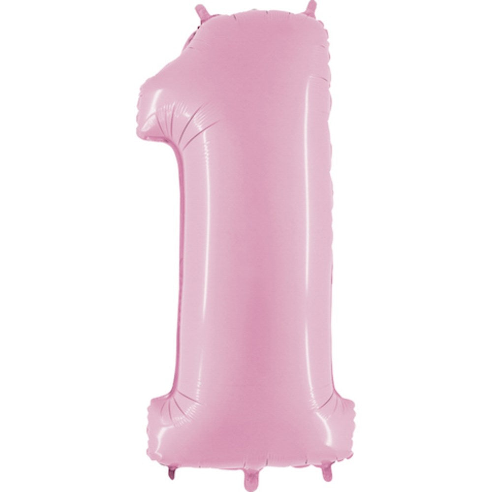 Grabo Globo Rosa Pastel Jumbo Número Foil 40in - 1