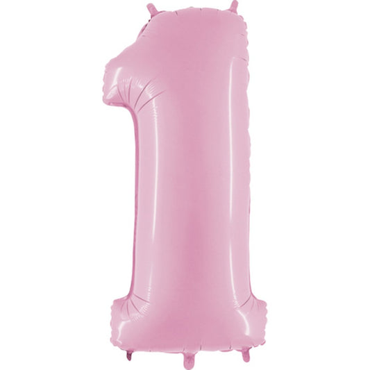 Grabo Globo Rosa Pastel Jumbo Número Foil 40in - 1