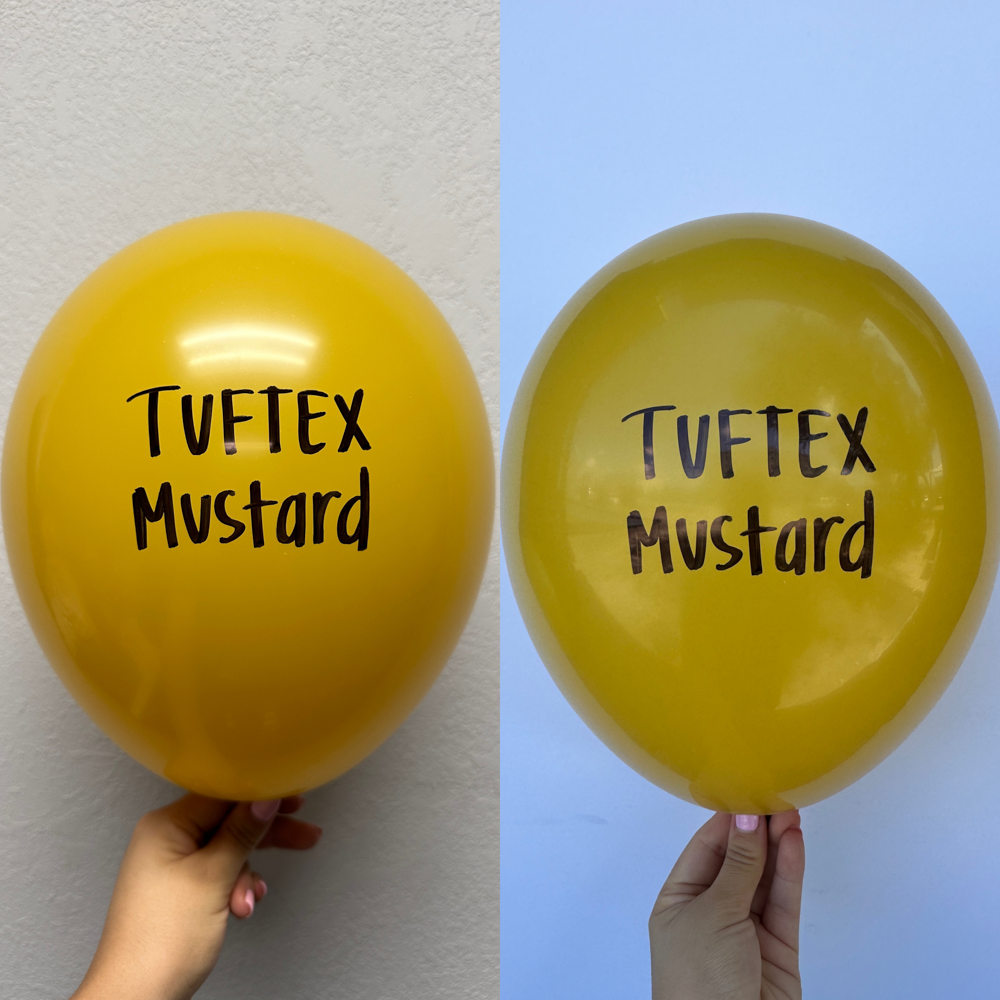 Globos de látex mostaza Tuftex de 11 pulgadas, 100 unidades