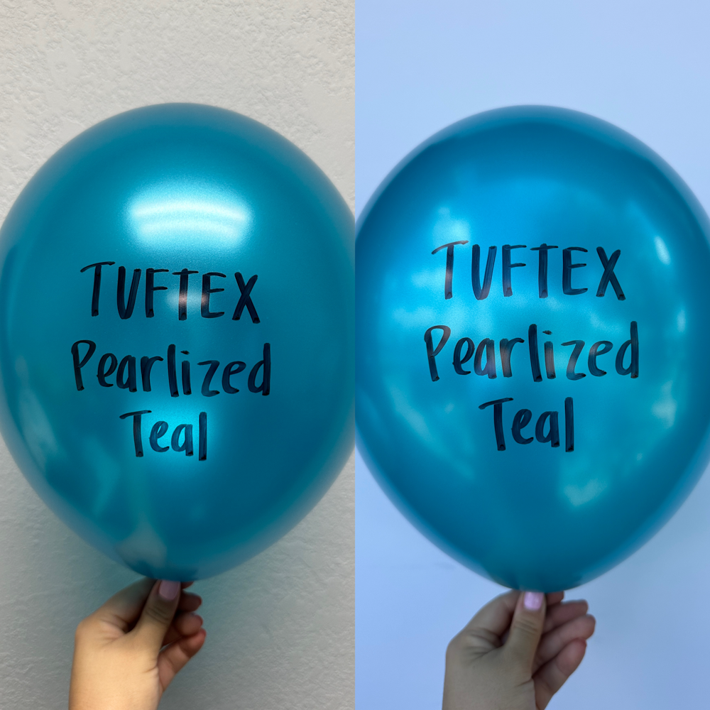 Globos de látex verde azulado metálico Tuftex de 11 pulgadas, 100 unidades