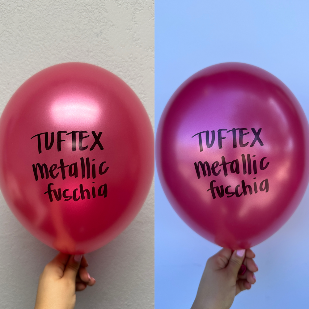 Globos de látex fucsia metálico Tuftex de 11 pulgadas, 100 unidades