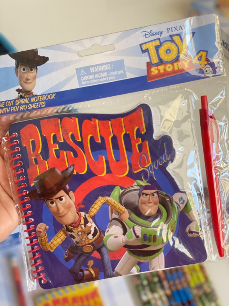 Toy Story 4 Spiral Shaped Notebook With Red Pen In Poly Bag With Header 3 Asstd.