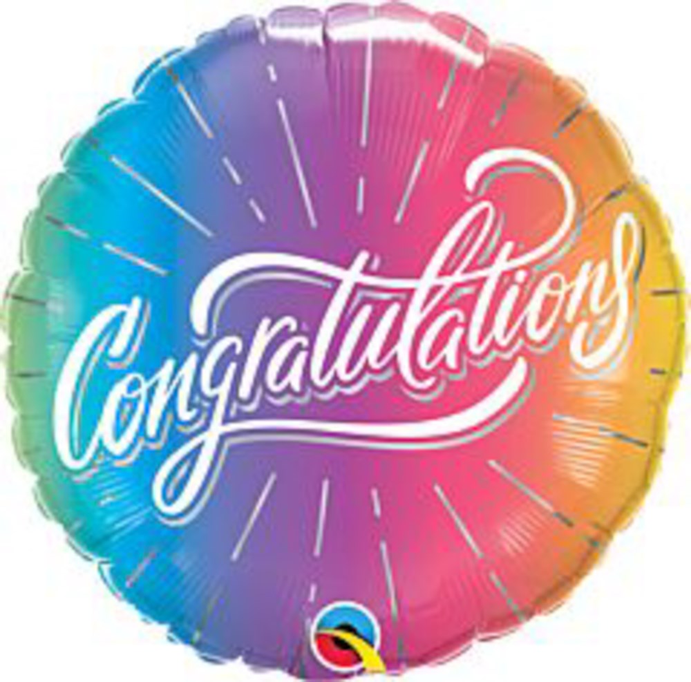 Congrats Vibrant Ombre 18in Foil Balloon