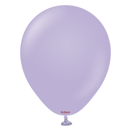 Lilac-colored 5-inch latex balloon with a small tied end and smooth surface.