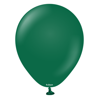 Dark green 5-inch latex balloon with a glossy finish and a tied neck.