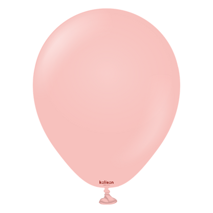 Round baby pink latex balloon with a tied neck, 5-inch size.