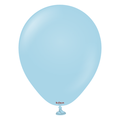Light blue 5-inch round latex balloon with smooth surface and glossy finish.