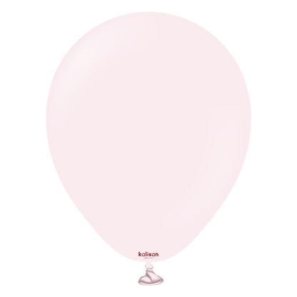 Pale pink 5-inch round latex balloon inflated and tied at the bottom.
