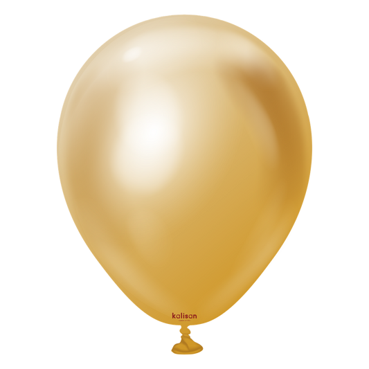 5 inch Kalisan Mirror Gold Latex Balloons 100ct