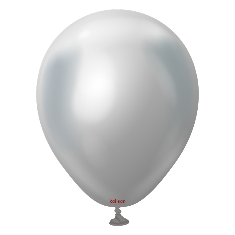 5 inch Kalisan Mirror Silver Latex Balloons 100ct