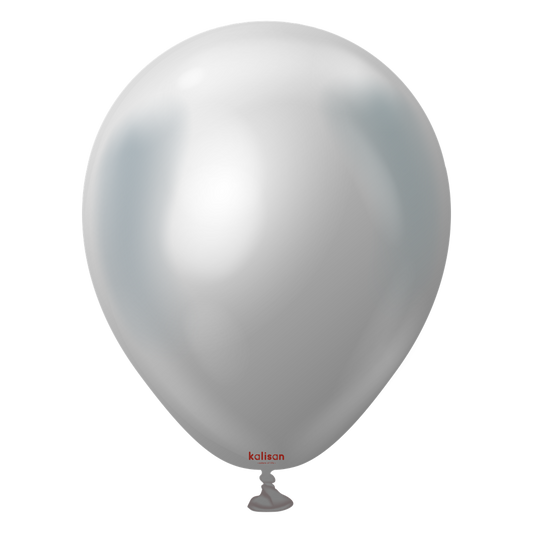 5 inch Kalisan Mirror Silver Latex Balloons 100ct