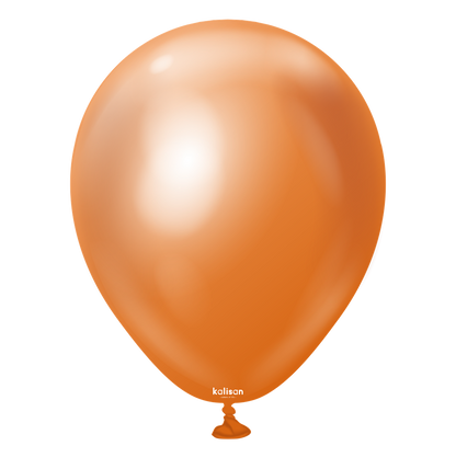Shiny copper-colored round latex balloon inflated to 5 inches with a smooth reflective surface.