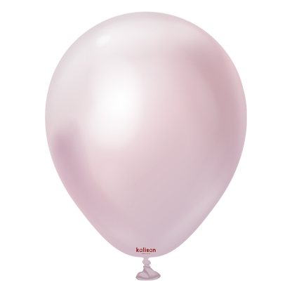 Light pink latex balloon with slight reflective sheen, tied at the bottom.
