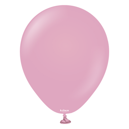 Dusty rose pink 5-inch round latex balloon with a smooth matte finish and small tied end.