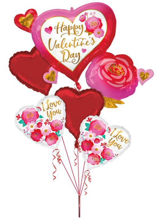 Anagram Valentines Day Heart & Rose HVD Bouquet Foil Balloons