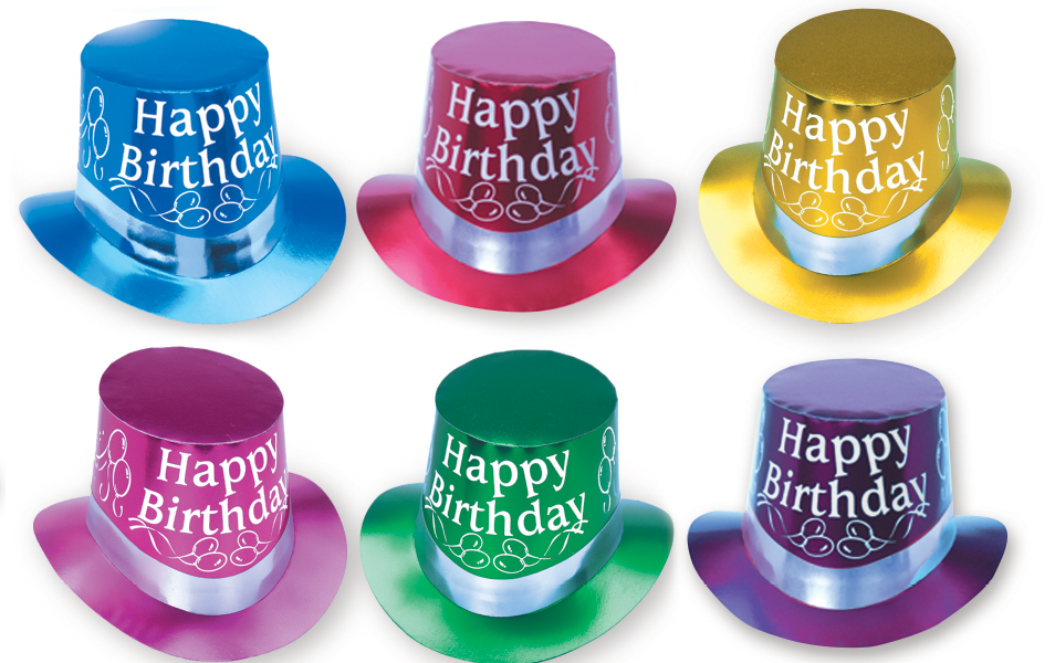 Happy Birthday Curved Brim Top Hat 1ct