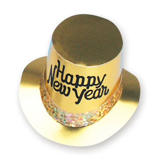 Gold Top Hat with Happy New Year and Prismatic Band