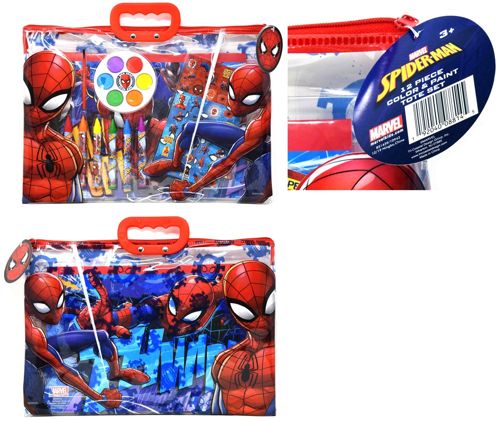 Spiderman Coloring Set Tote 13.5x1x10