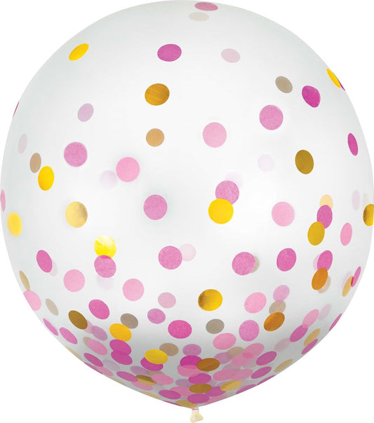 Latex Balloon Pink Gold Tissue and Foil Confetti 24 inch 2ct