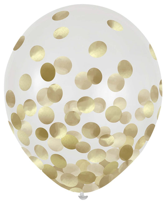 Latex Balloons with Gold Foil Confetti 6ct