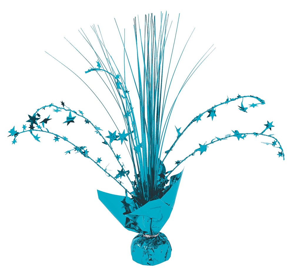 12-inch Caribbean blue spray centerpiece with star-tipped stems and thin decorative strands.