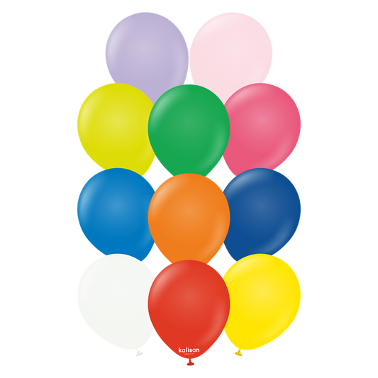 12 inch Kalisan Standard Mix Latex Balloons 100ct