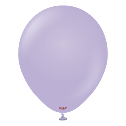 Single 12-inch round lilac balloon with smooth surface and tied end.