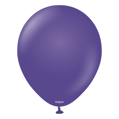 Glossy violet 12-inch latex balloon inflated with a smooth, round shape and tied end.