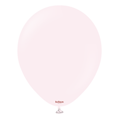 Pale pink 12-inch round latex balloon with subtle shine and small tied end.