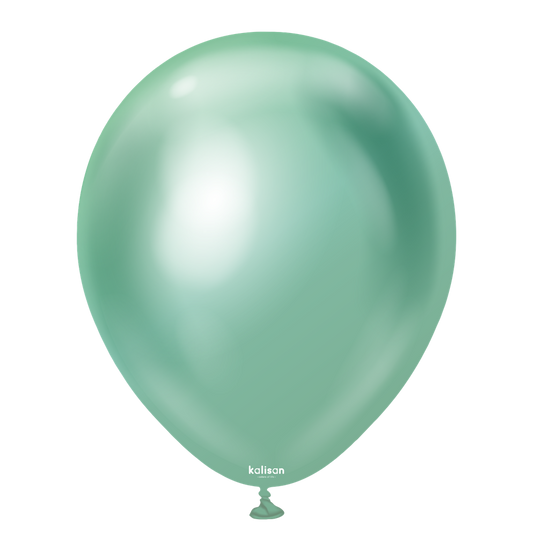 12 inch Kalisan Mirror Green Latex Balloons 50ct