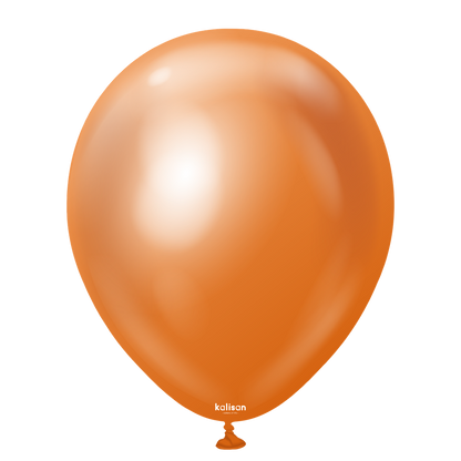 Copper-colored round latex balloon with a smooth, shiny surface and 12-inch size.