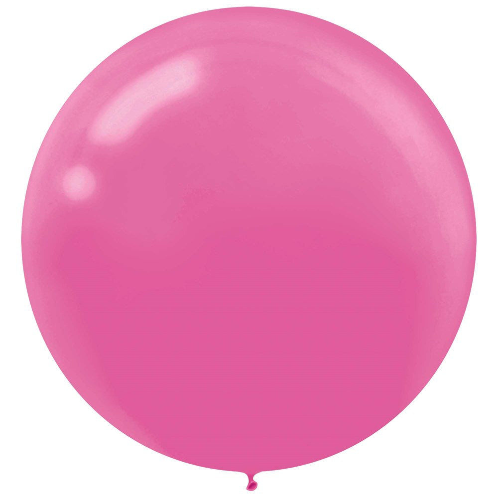 Round hot pink latex balloon inflated to full size with a glossy finish.