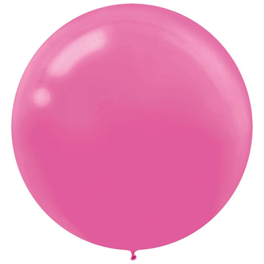 Round hot pink latex balloon inflated to full size with a glossy finish.