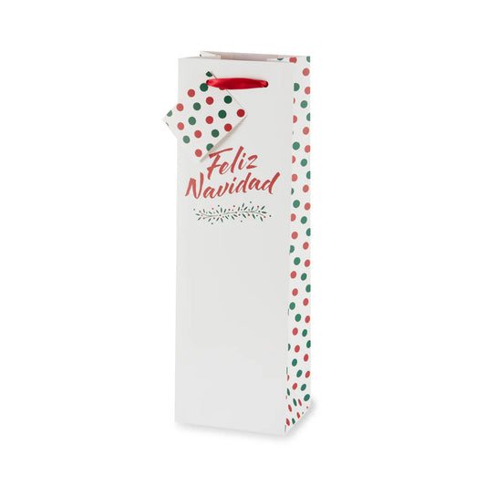 Feliz Navidad Red and Green Wine Bag Cakewalk 1ct