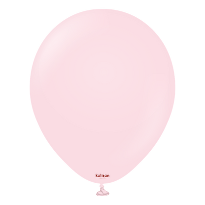 Soft light pink round latex balloon, 18 inch, smooth surface, tied at the bottom.
