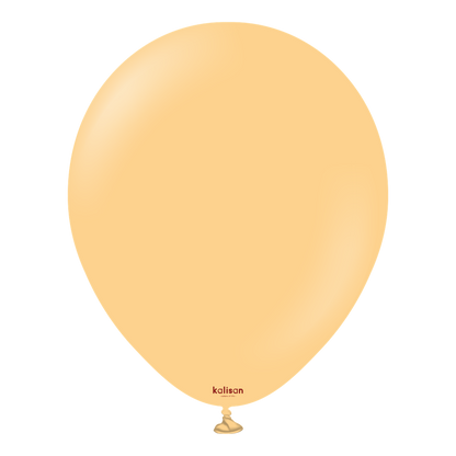 18-inch peach-colored latex balloon with a smooth surface and rounded shape.