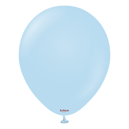 Light blue 18-inch round latex balloon with a smooth, glossy finish, uninflated.