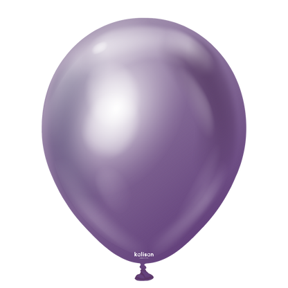 Shiny violet latex balloon with a smooth surface and teardrop shape, 18 inches inflated.
