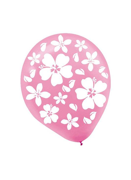 Hibiscus Printed Latex Balloons 12 inch 15ct