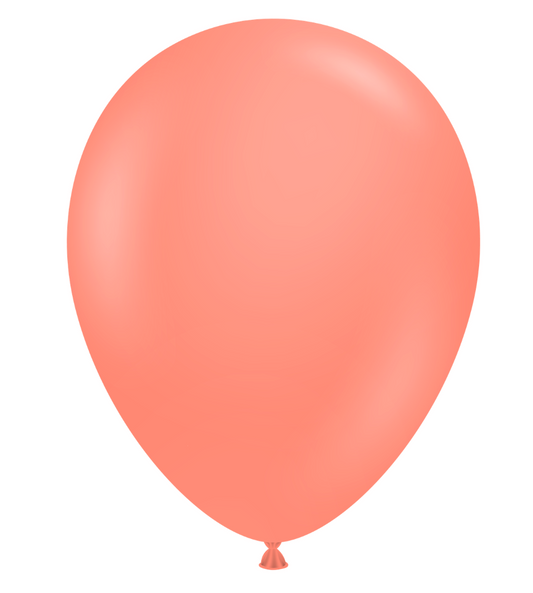 Bright poppy orange 11-inch round latex balloon with a smooth, shiny surface and tied end.