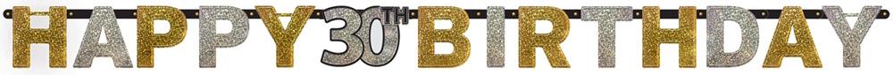 Sparkling Celebration Happy Birthday 30 Letter Banner 1ct