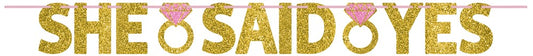 Sparkling Wedding She Said Yes Letter Banner 1ct