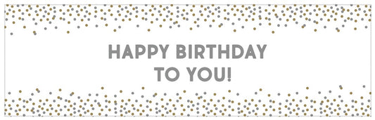 Birthday Accessories Silver and Gold Giant Customizable Banner 65 inch x 20 inch 1ct