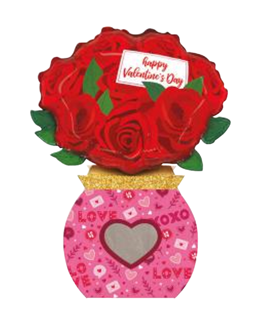 Betallic Valentine Roses 7 inch Mini Shaped Foil Balloon with Gift Box Buddy 1ct