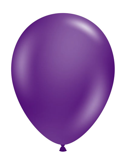 Glossy crystal purple latex balloon with a smooth surface and teardrop shape, 11 inches tall.