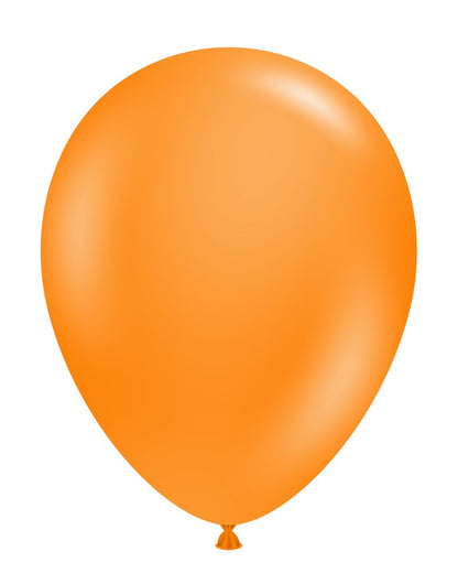 Bright orange, 11-inch latex balloon with a smooth, glossy surface and rounded shape.