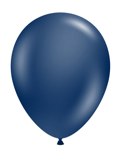 Pearlized midnight blue 11-inch latex balloon with smooth, shiny surface and teardrop shape.