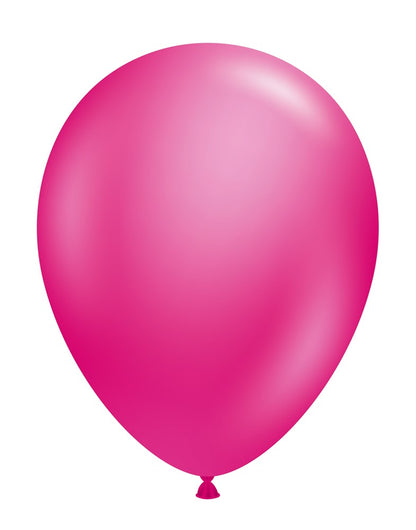 Metallic fuchsia latex balloon with smooth, glossy finish, 11-inch round shape.